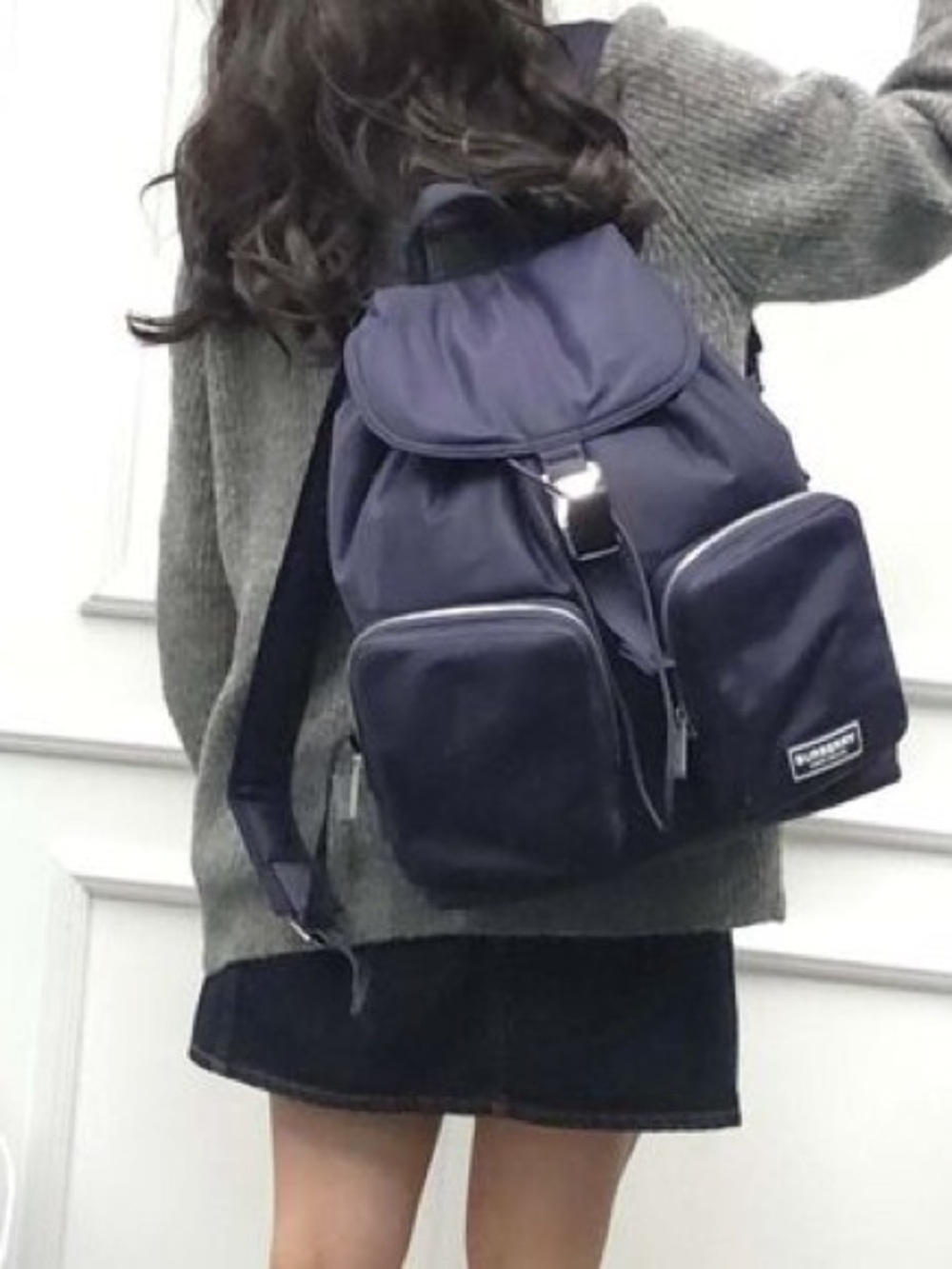 Burberry Navy Blue Nylon Backpack with Front Pockets - Picture 4 of 7
